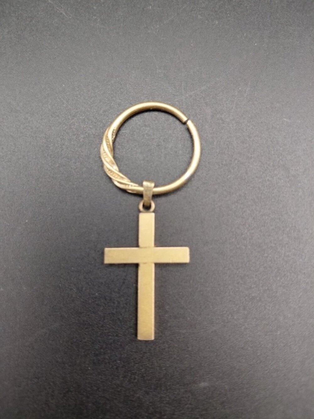 Minimalist Cross Gold Hoop Keychain Charm Pendant Key Ring Religious Gift